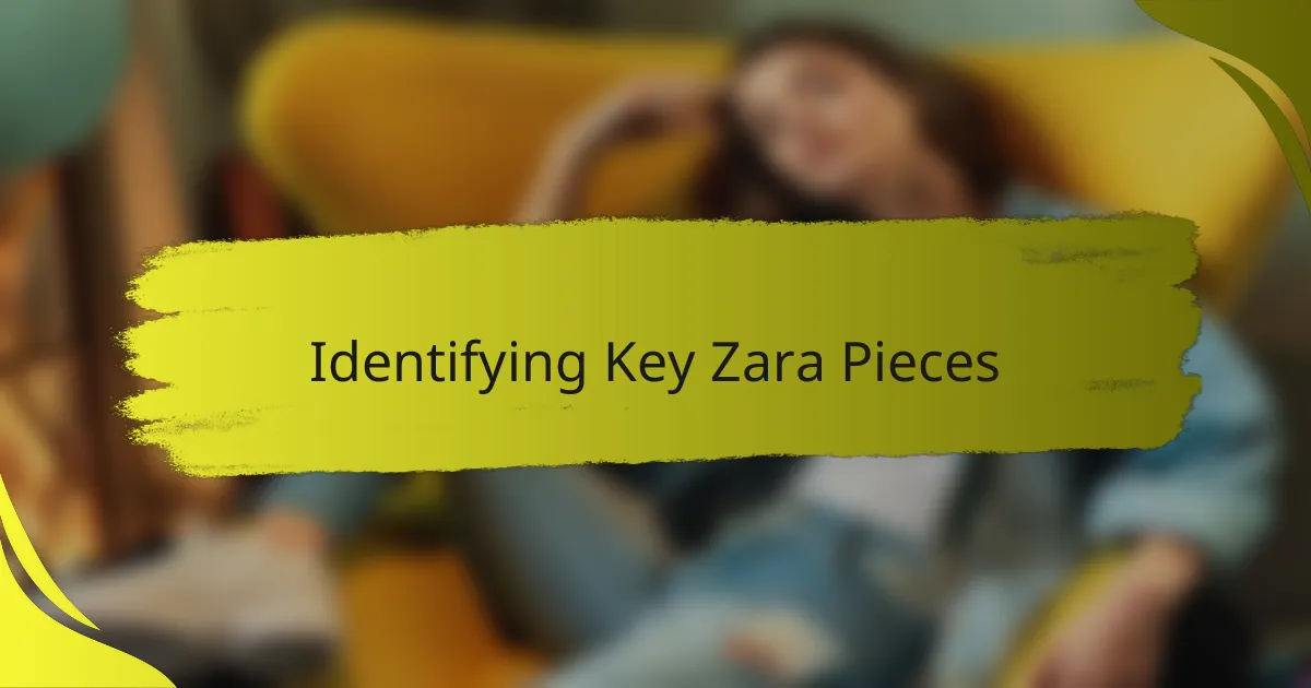 Identifying Key Zara Pieces