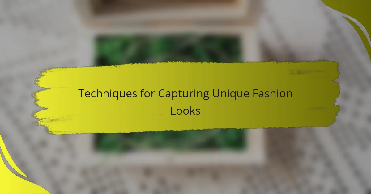 Techniques for Capturing Unique Fashion Looks